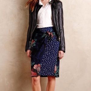 Anthropologie Maeve Floral and Dot Wrap Skirt